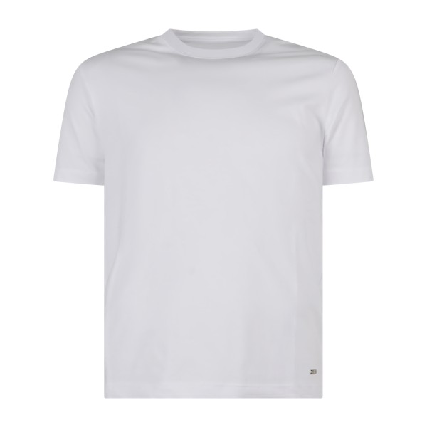 Markup - T-shirt girocollo bianca in cotone logo metallo regular fit per uomo |