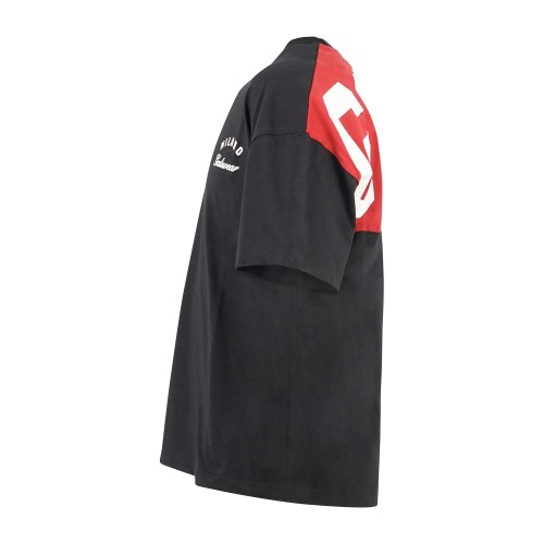 GCDS - T-shirt girocollo nera in cotone con stampa logo regular fit per uomo | 2