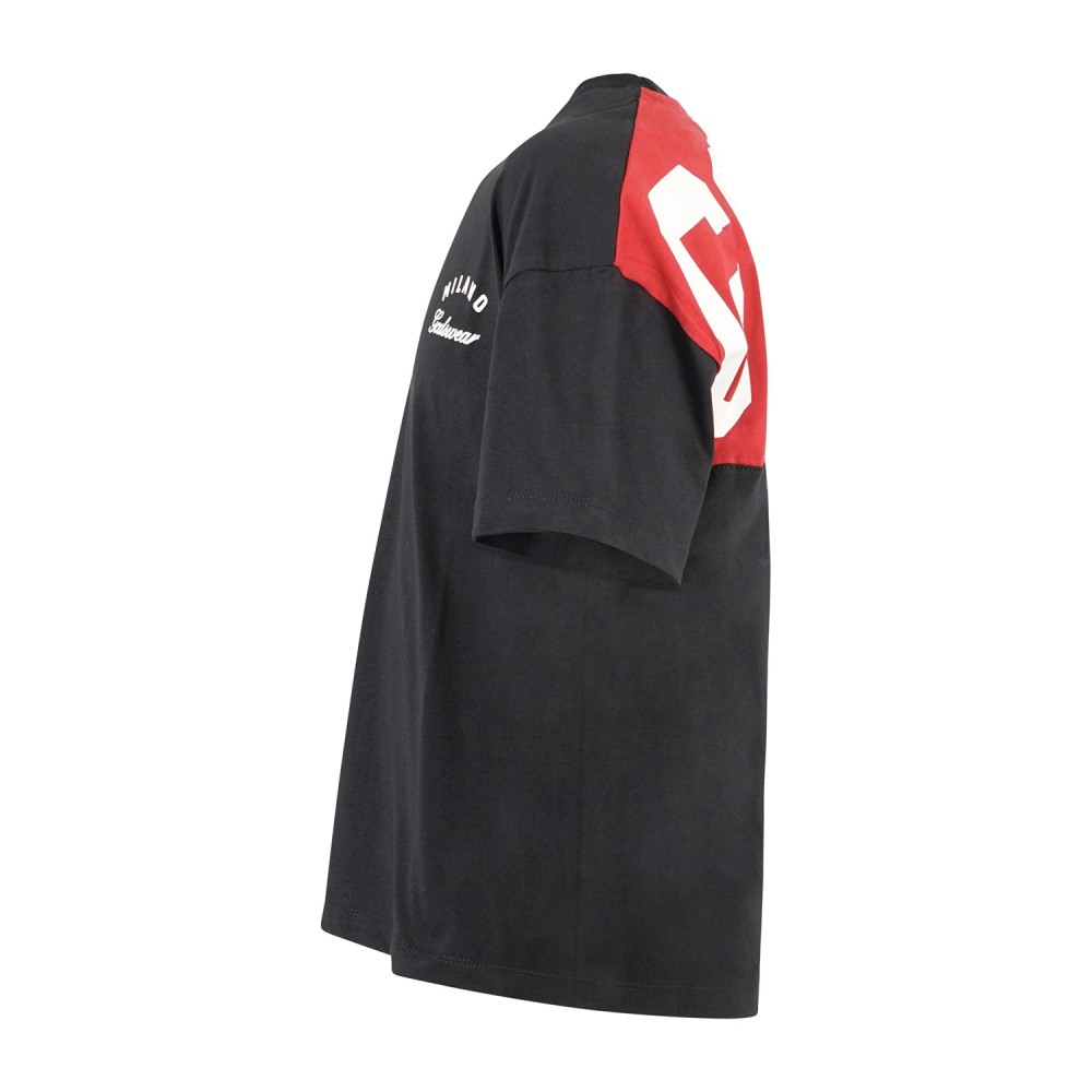GCDS - T-shirt girocollo nera in cotone con stampa logo regular fit per uomo |