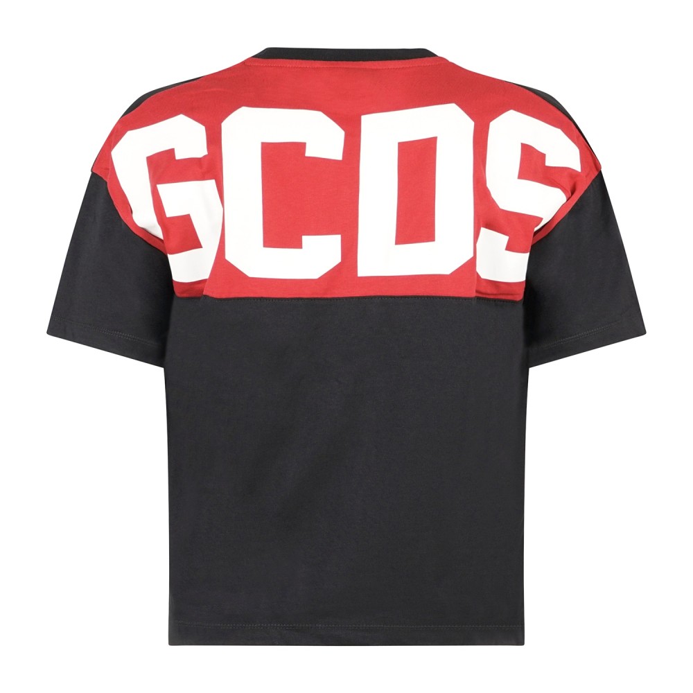 GCDS - T-shirt girocollo nera in cotone con stampa logo regular fit per uomo |