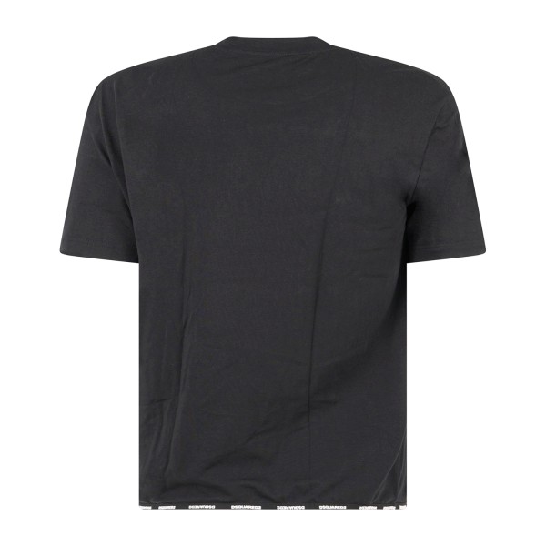 Dsquared2 - T-shirt girocollo nera in cotone con stampa logo sul fondo per uomo