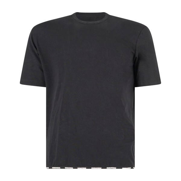 Dsquared2 - T-shirt girocollo nera in cotone con stampa logo sul fondo per uomo