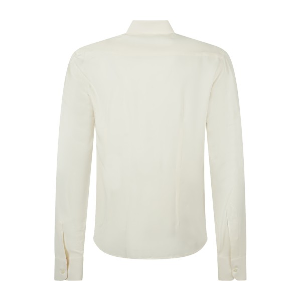 Marsem - Camicia manica lunga bianca in viscosa opaca slim fit per uomo | co68