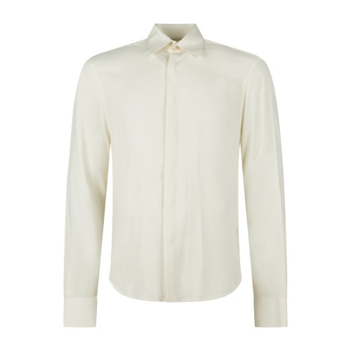 Marsem - Camicia manica lunga bianca in viscosa opaca slim fit per uomo | co68