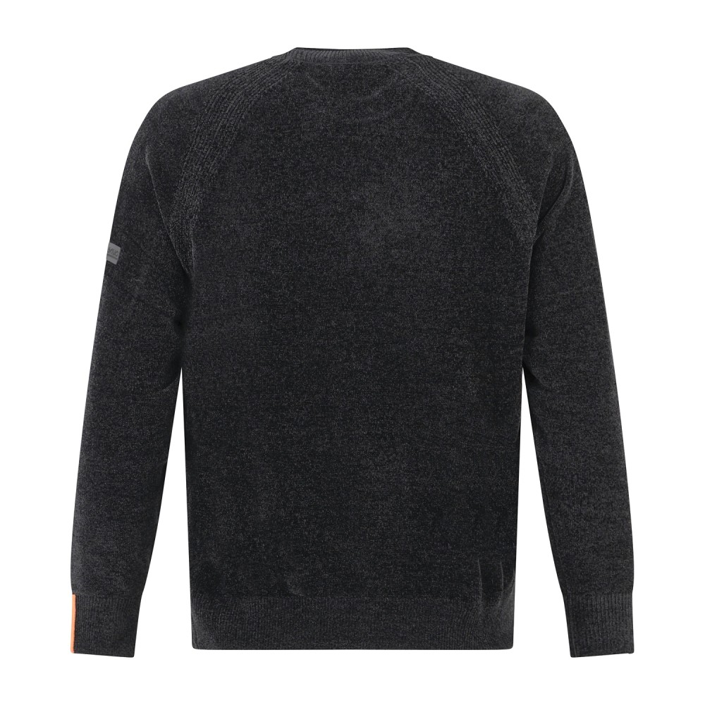 HèSKIMO - Maglione girocollo nero in ciniglia patch logo regular fit per uomo |