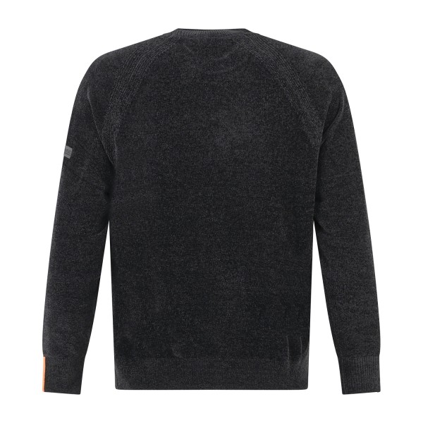 HèSKIMO - Maglione girocollo nero in ciniglia patch logo regular fit per uomo |