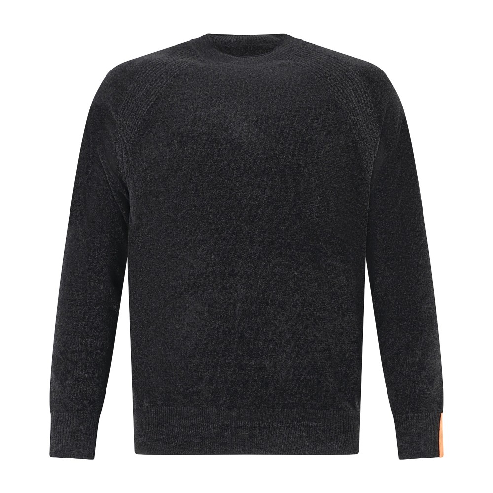 HèSKIMO - Maglione girocollo nero in ciniglia patch logo regular fit per uomo |