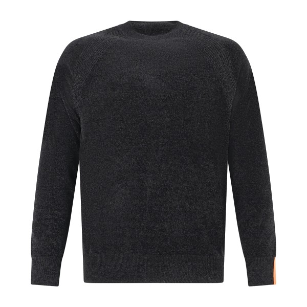 HèSKIMO - Maglione girocollo nero in ciniglia patch logo regular fit per uomo |