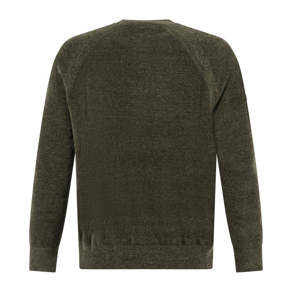 HèSKIMO - Mglione girocollo verde in ciniglia patch logo regular fit per uomo |