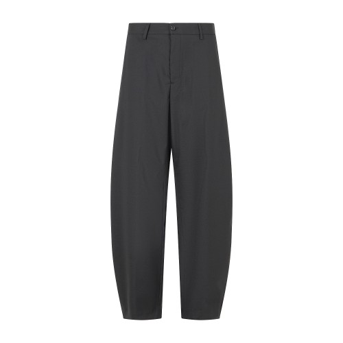 Marsem - Pantalone nero in frescolana con fondo a palazzo per uomo | p081 t300