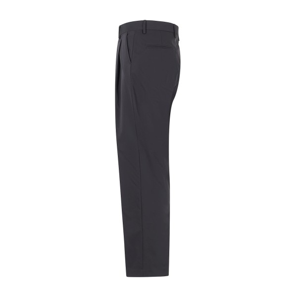 Marsem - Pantalone nero in tessuto tecnico con pence e fondo a palazzo per uomo