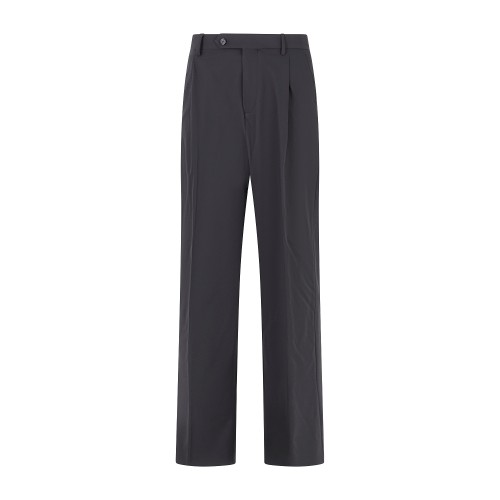 Marsem - Pantalone nero in tessuto tecnico con pence e fondo a palazzo per uomo