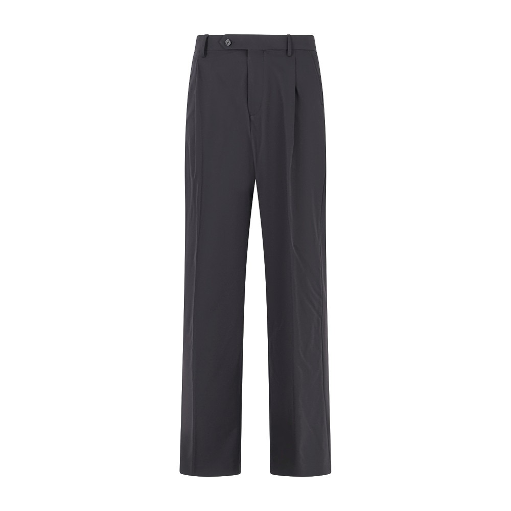 Marsem - Pantalone nero in tessuto tecnico con pence e fondo a palazzo per uomo