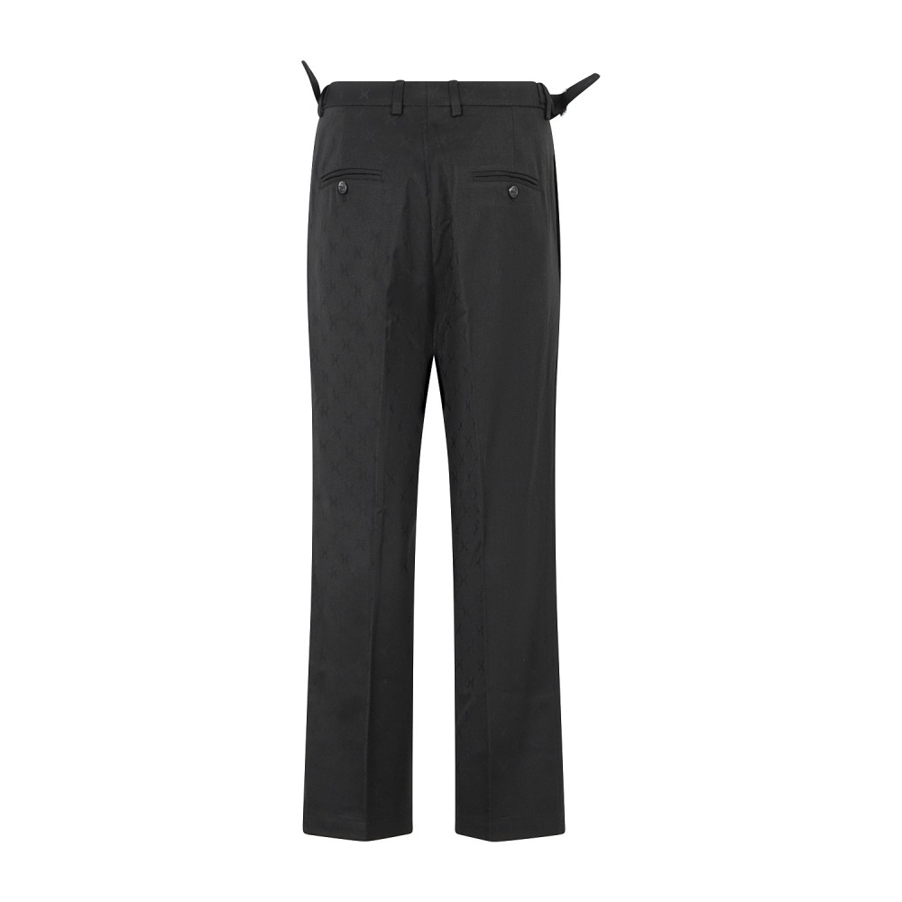 Richmond X - Pantalone Nipami nero in lana monogram all over per uomo |