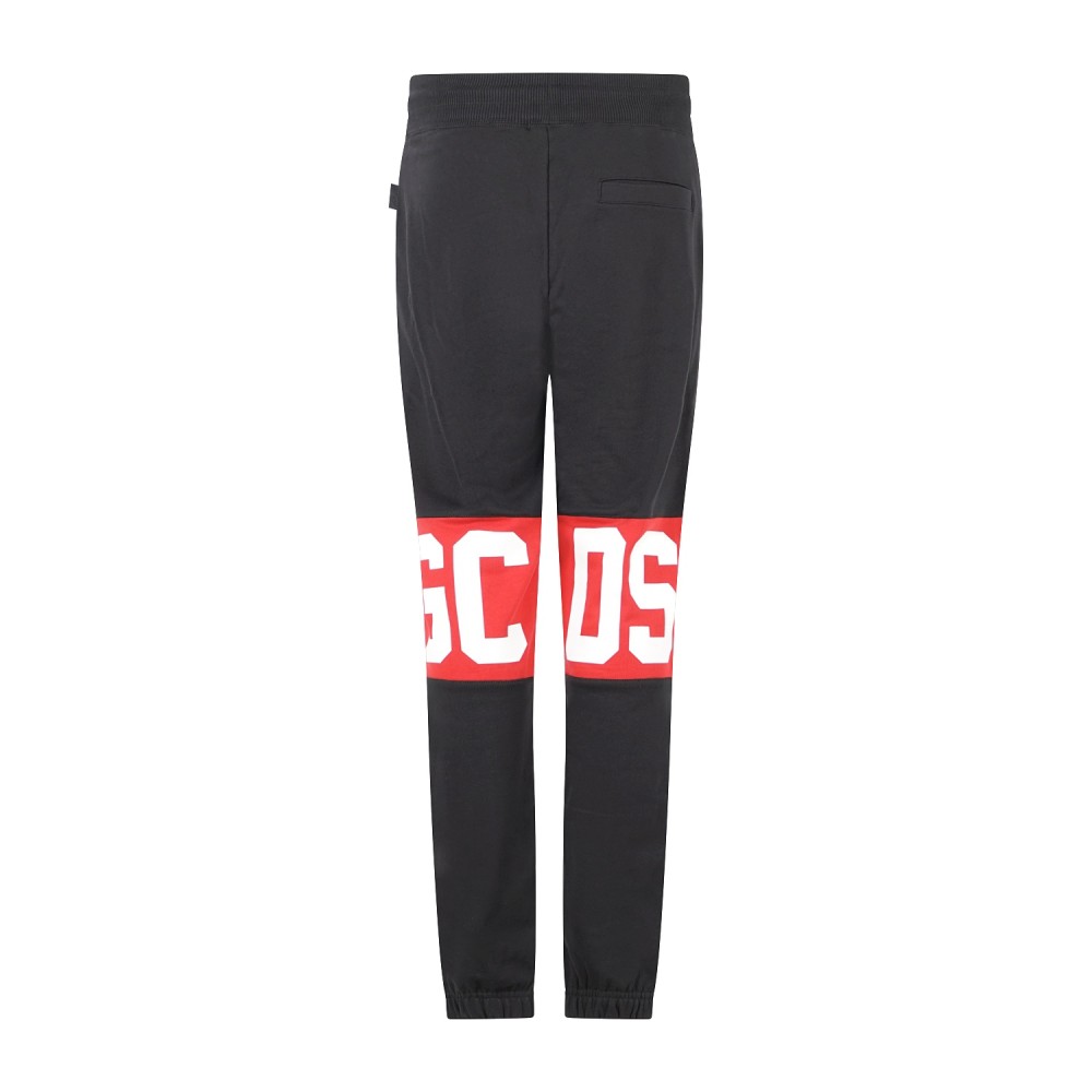 GCDS - Pantalone tuta nero con logo fronte e retro regular fit per uomo |
