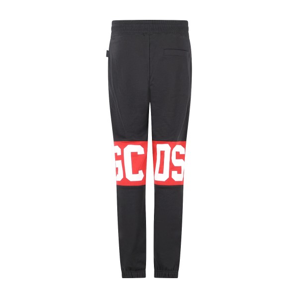 GCDS - Pantalone tuta nero con logo fronte e retro regular fit per uomo |