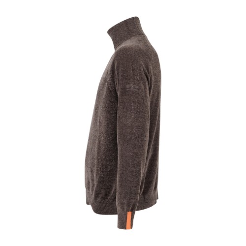 HèSKIMO - Dolcevita marrone in ciniglia con patch logo laterale per uomo | 2