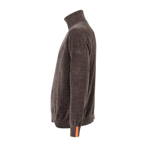 HèSKIMO - Dolcevita marrone in ciniglia con patch logo laterale per uomo |