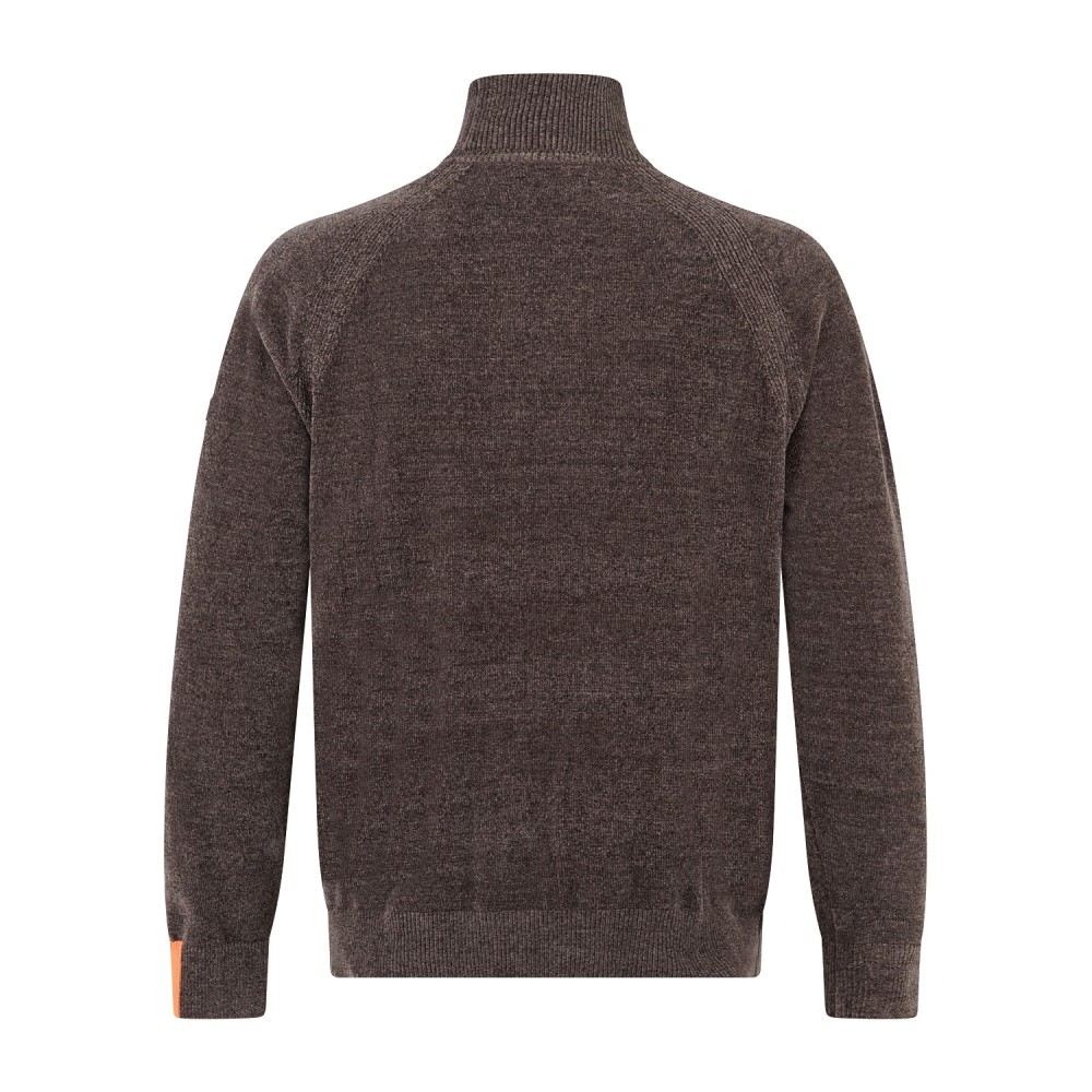 HèSKIMO - Dolcevita marrone in ciniglia con patch logo laterale per uomo |