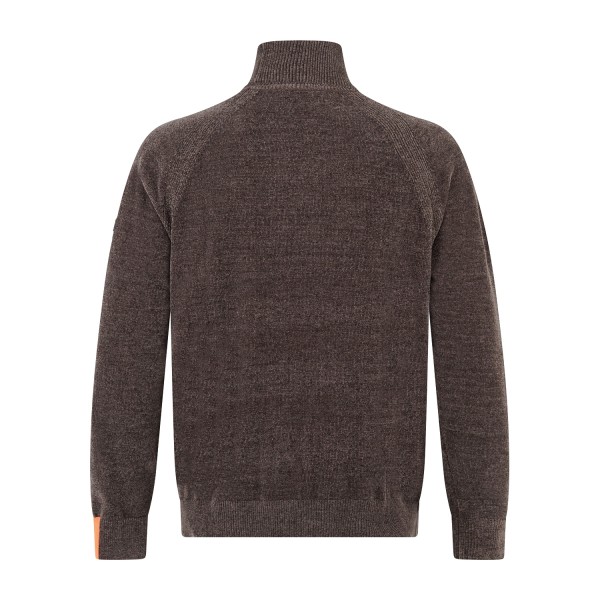 HèSKIMO - Dolcevita marrone in ciniglia con patch logo laterale per uomo |