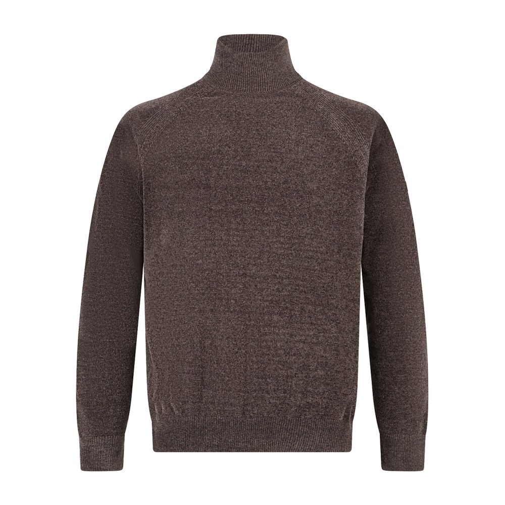 HèSKIMO - Dolcevita marrone in ciniglia con patch logo laterale per uomo |