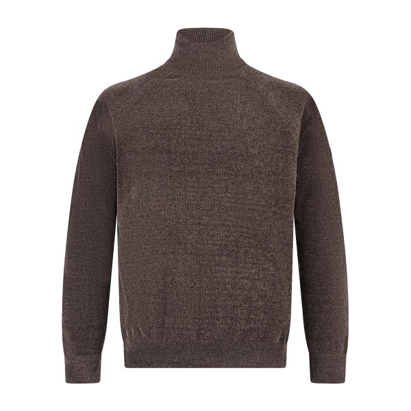 HèSKIMO - Dolcevita marrone in ciniglia con patch logo laterale per uomo |