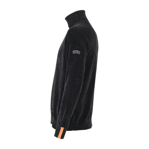 HèSKIMO - Dolcevita nero in ciniglia con patch logo laterale per uomo | 2