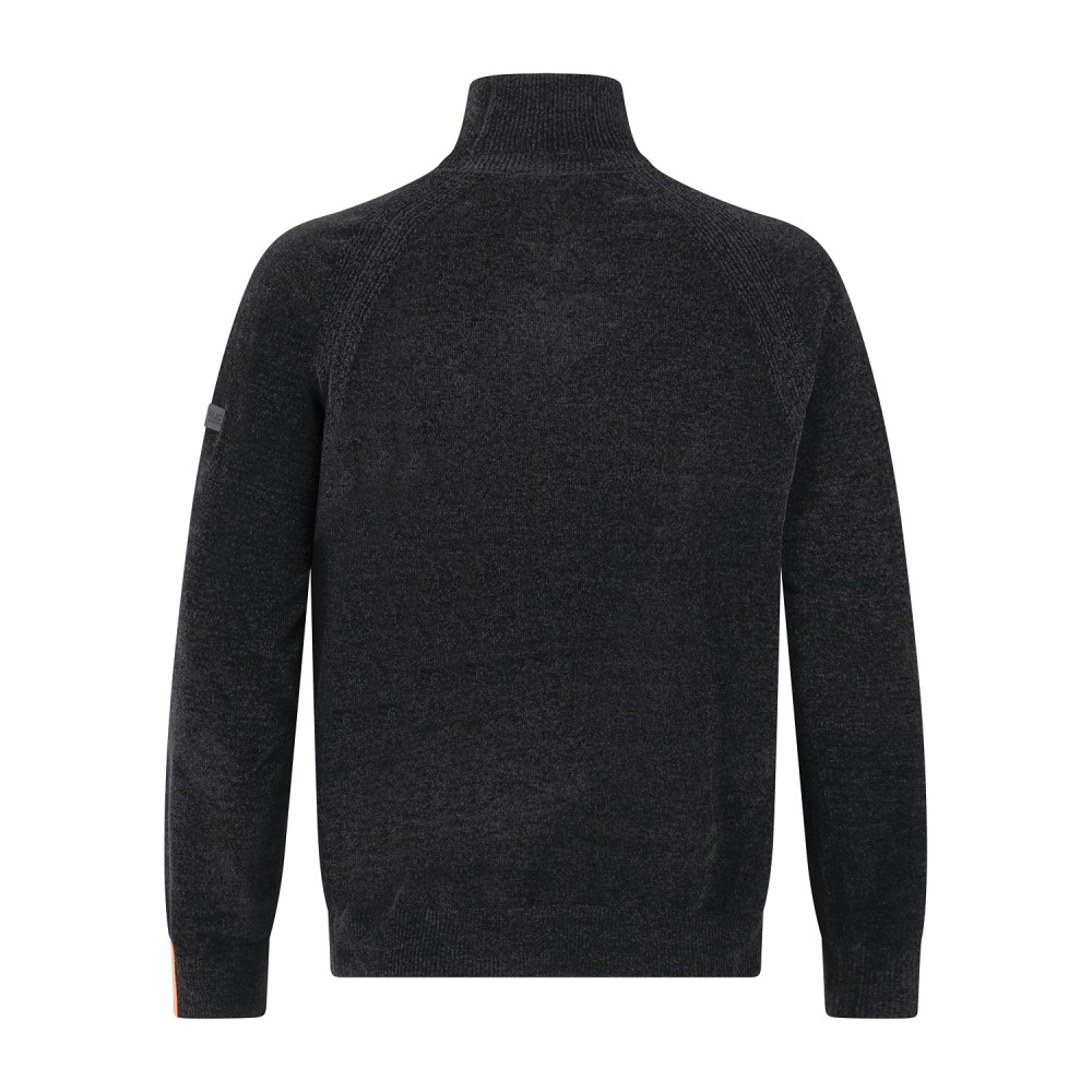 HèSKIMO - Dolcevita nero in ciniglia con patch logo laterale per uomo |
