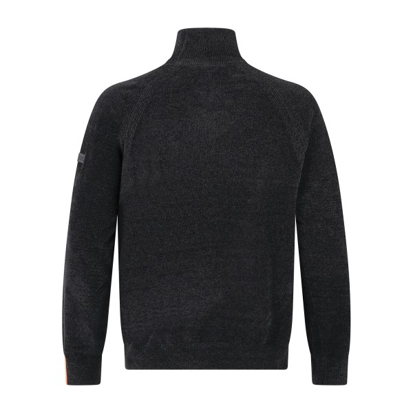 HèSKIMO - Dolcevita nero in ciniglia con patch logo laterale per uomo |