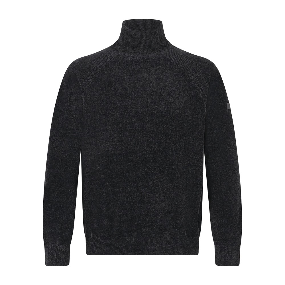 HèSKIMO - Dolcevita nero in ciniglia con patch logo laterale per uomo |