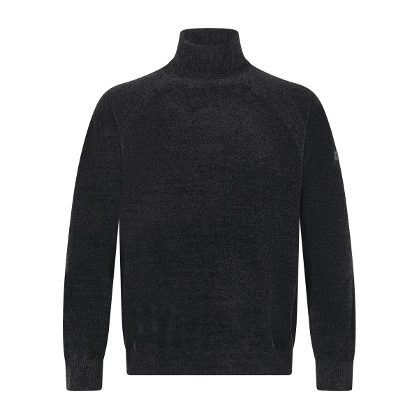 HèSKIMO - Dolcevita nero in ciniglia con patch logo laterale per uomo |