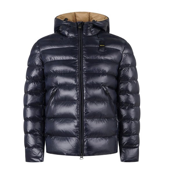 Blauer - Giubbotto Adams blu con cappuccio a effetto trapuntato per uomo |