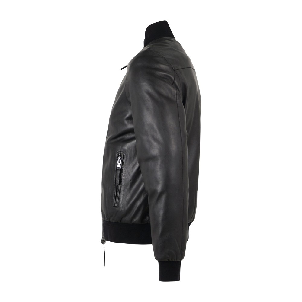 The Jack Leathers - Giubbotto nero Derek Seamless reversibile in pelle o teflon