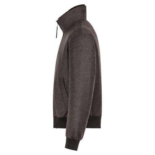 DUNO - Giubbotto Onorio marrone in lana e cashmere con collo staccabile in vera 2