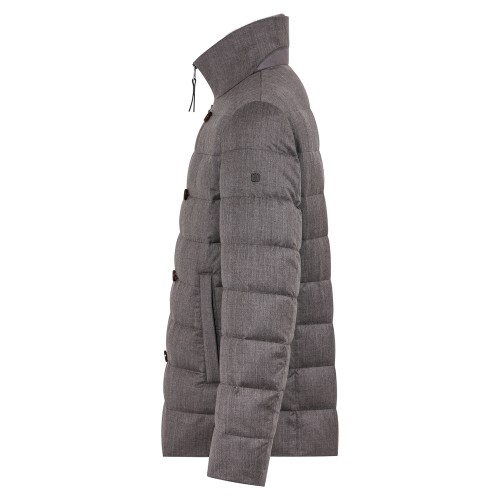 DUNO - Giubbotto Theodor marrone in lana con collo staccabile in vera pelliccia 2