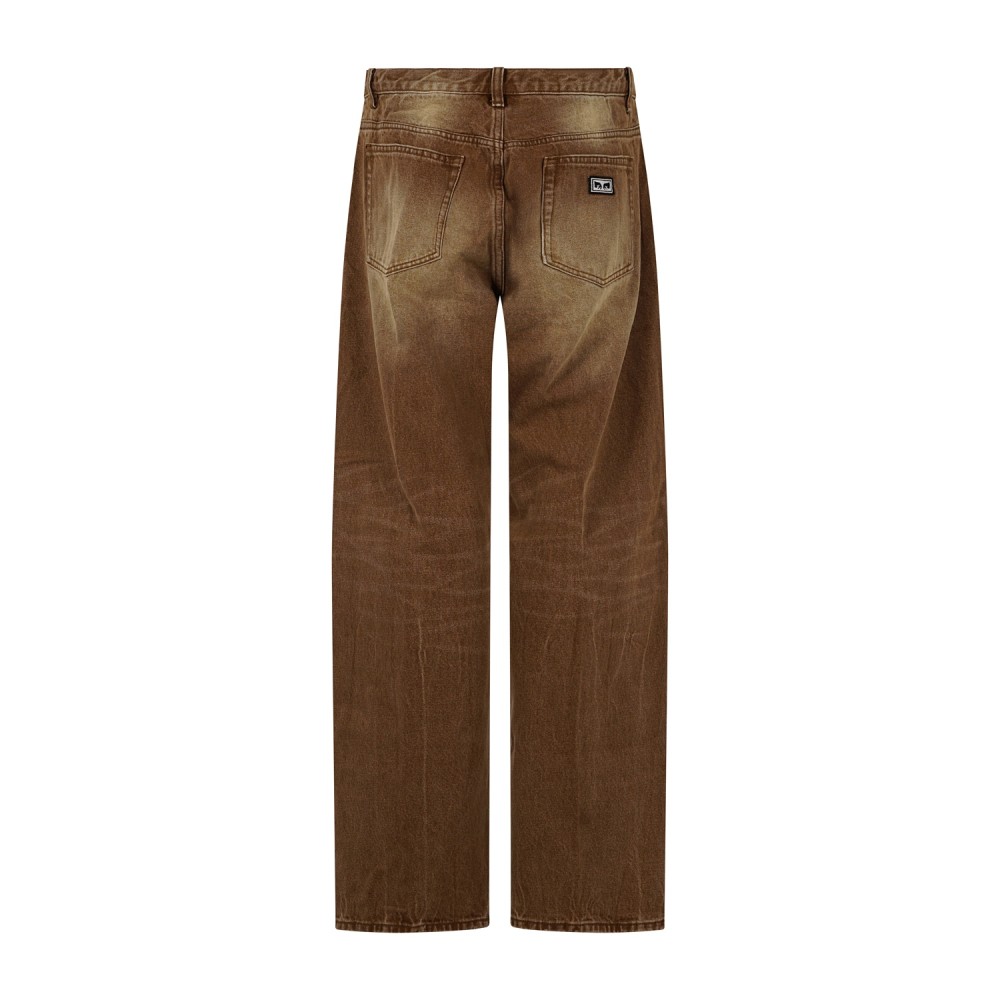 Obey - Jeans Boxcar marrone 5 tasche straight leg fit per uomo | 142010119