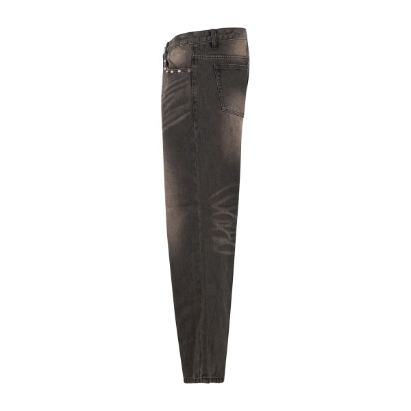 Obey - Jeans Studded Boxcar marrone 5 tasche con borchie straight leg fit per