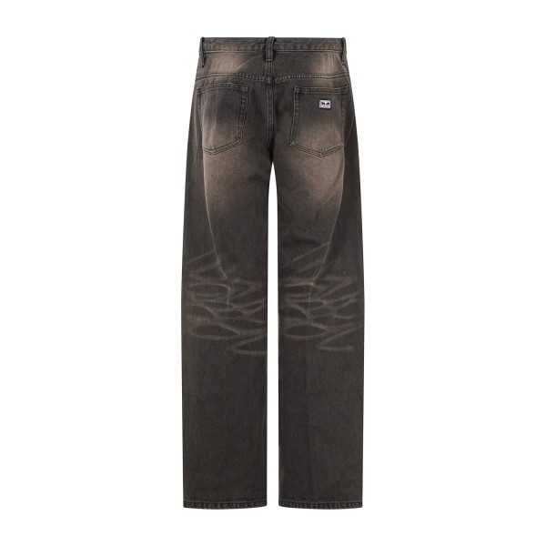 Obey - Jeans Studded Boxcar marrone 5 tasche con borchie straight leg fit per
