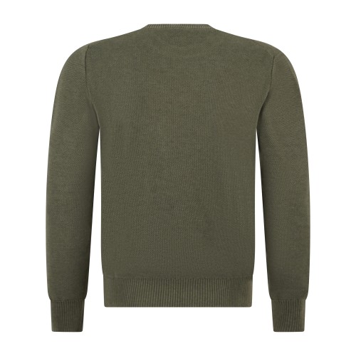 MASQ - Maglione girocollo verde in cotone con lavorazione operata micro per 2