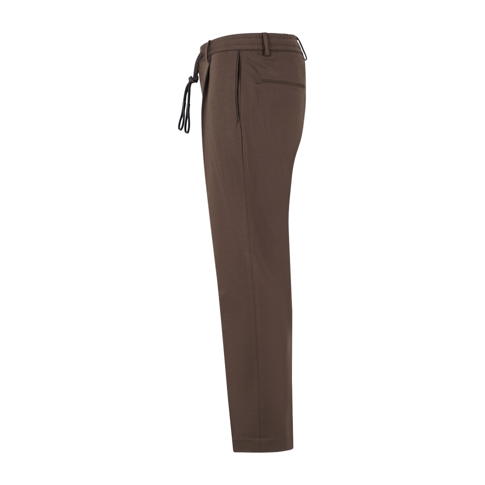 Daniele Alessandrini - Pantalone marrone con girovita elasticizzato e laccetti