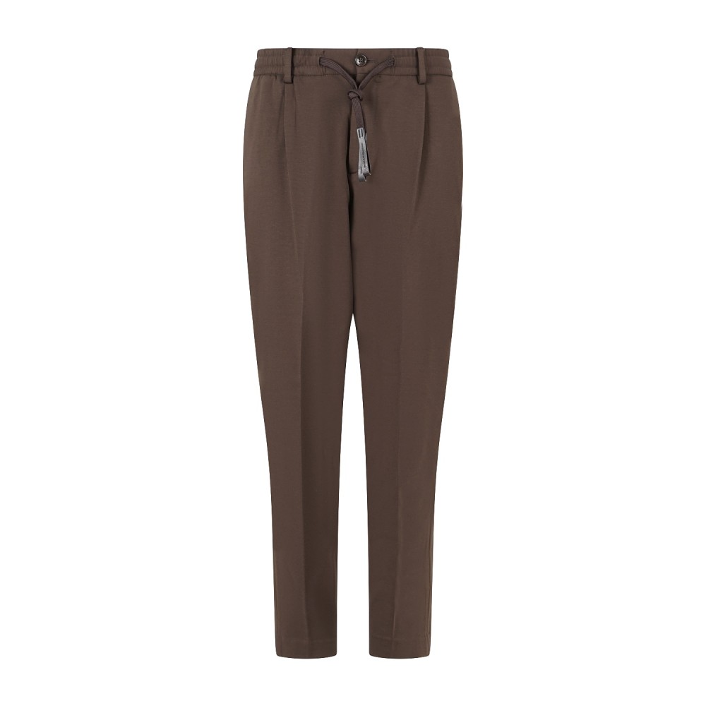 Daniele Alessandrini - Pantalone marrone con girovita elasticizzato e laccetti