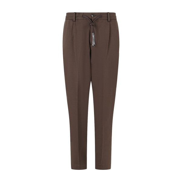 Daniele Alessandrini - Pantalone marrone con girovita elasticizzato e laccetti