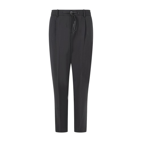 Daniele Alessandrini - Pantalone nero con girovita elasticizzato e laccetti per