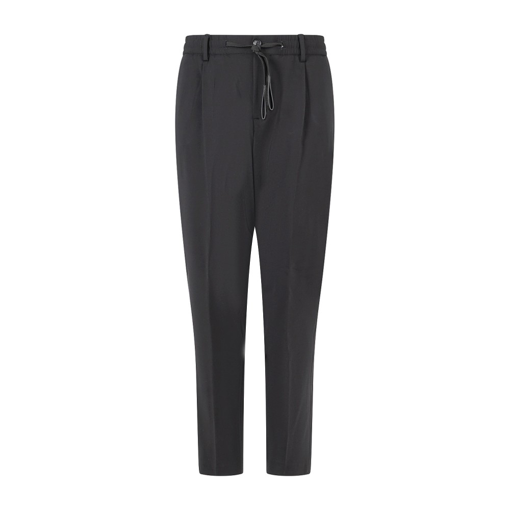 Daniele Alessandrini - Pantalone nero con girovita elasticizzato e laccetti per