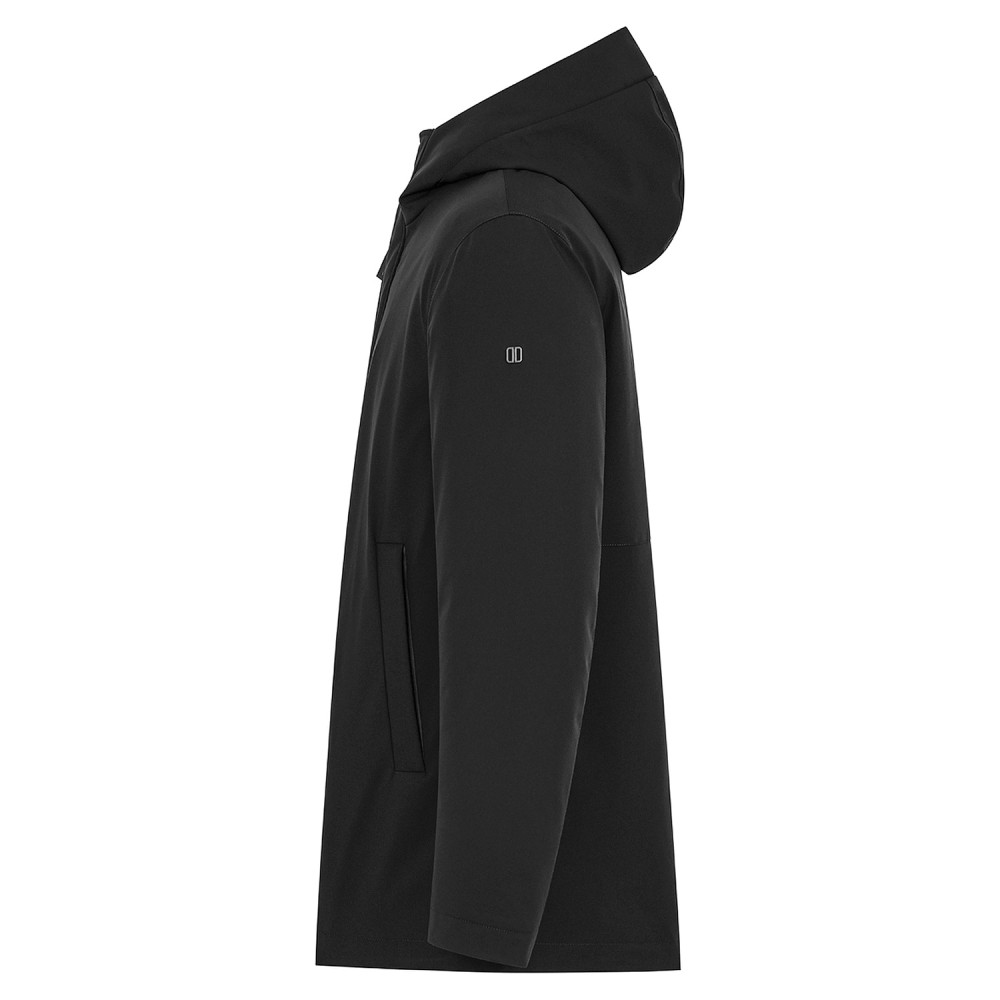 DUNO - Parka Suron nero in tessuto tecnico con cappuccio per uomo | suron