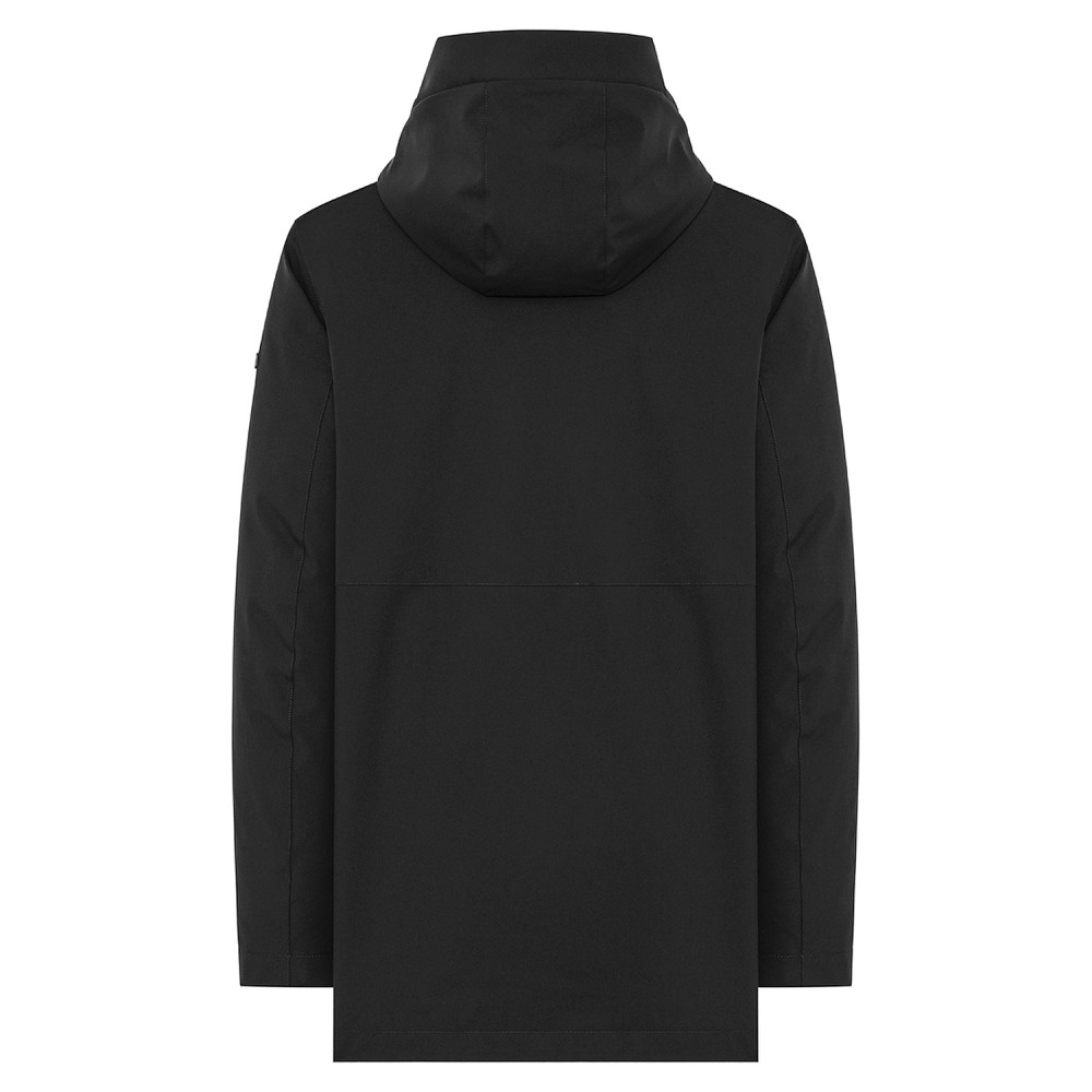 DUNO - Parka Suron nero in tessuto tecnico con cappuccio per uomo | suron