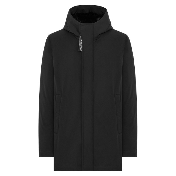 DUNO - Parka Suron nero in tessuto tecnico con cappuccio per uomo | suron