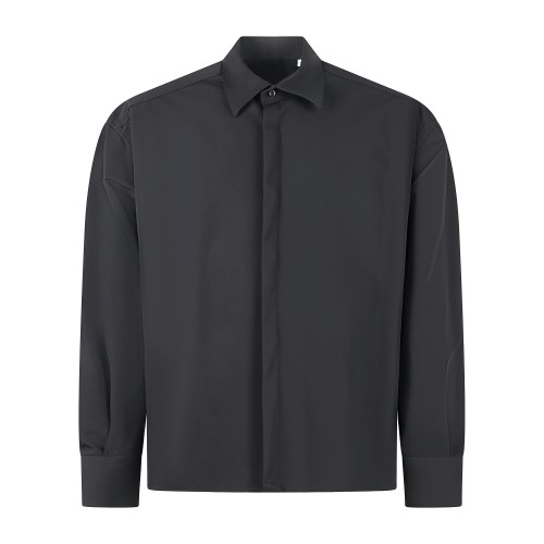 Marsem - Camicia manica lunga nera in tessuto tecnico crop fit per uomo | c072
