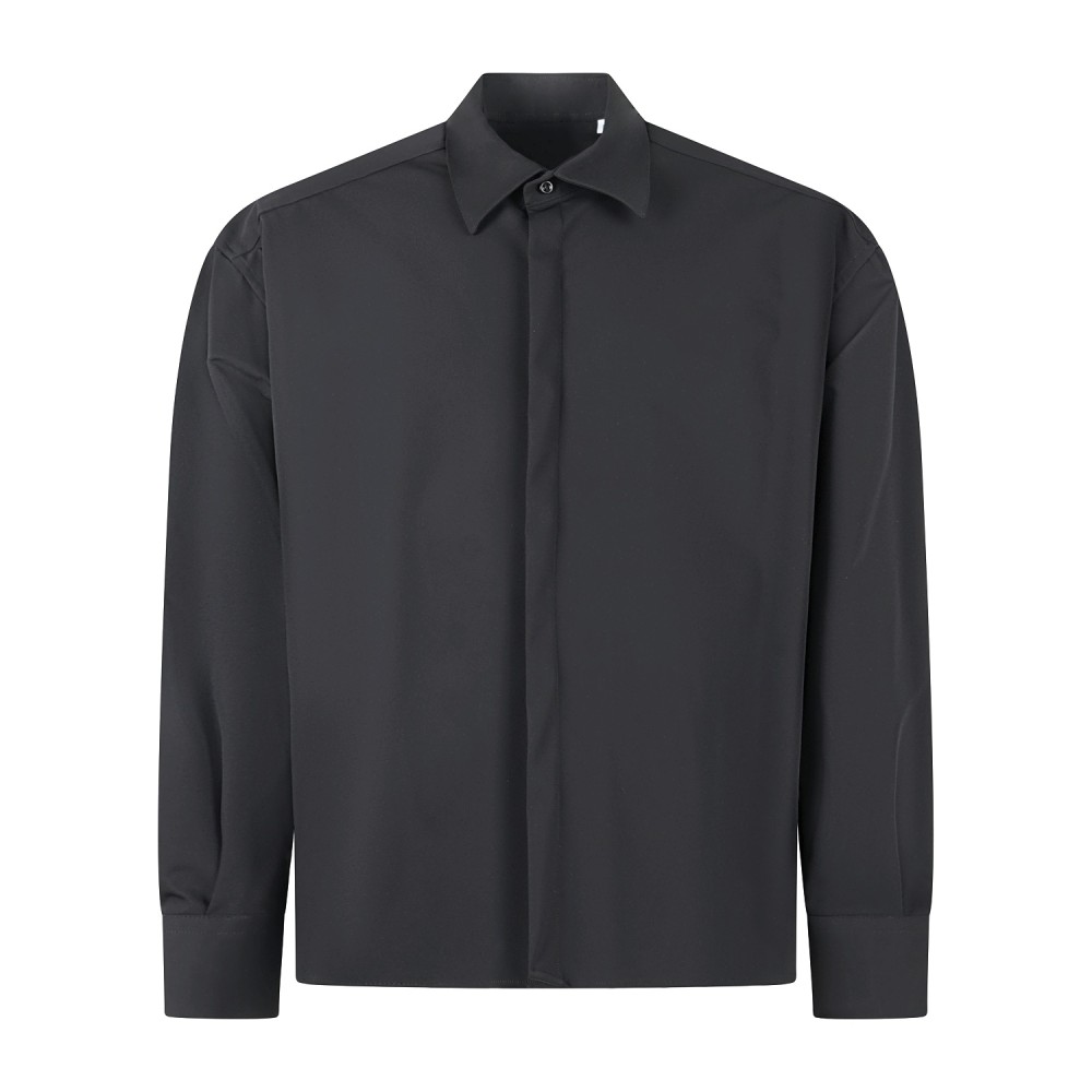 Marsem - Camicia manica lunga nera in tessuto tecnico crop fit per uomo | c072