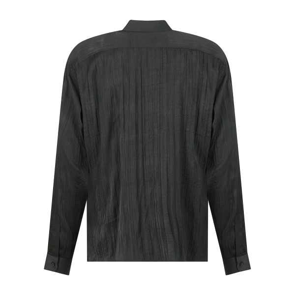 Marsem - Camicia manica lunga nera in viscosa con lavorazione plissè all-over
